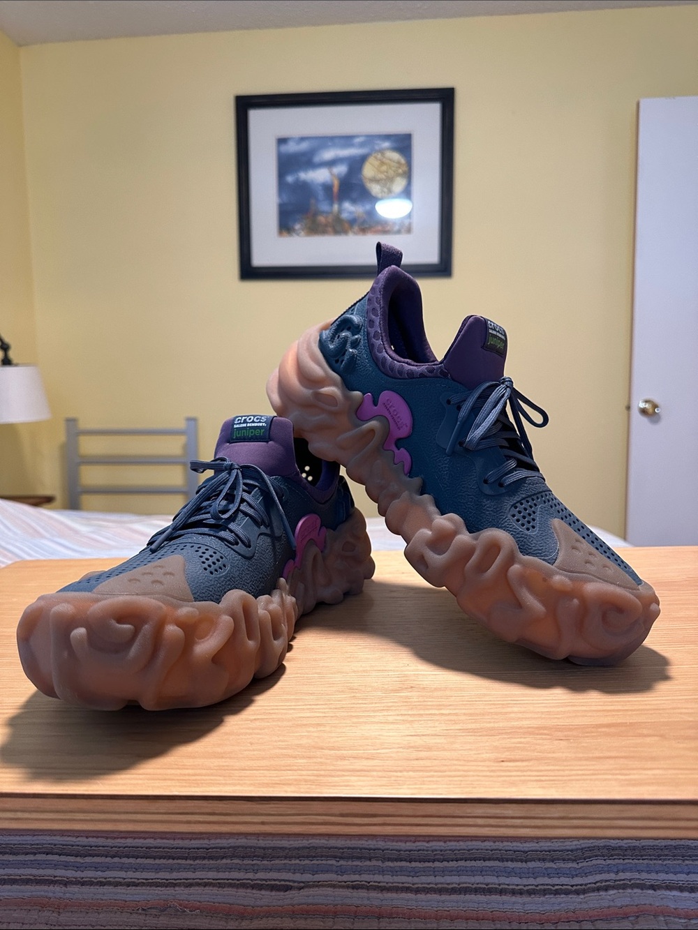 CROCS Sahele Bembury Blue and Purple Sneakers with Gum Wavy Sole